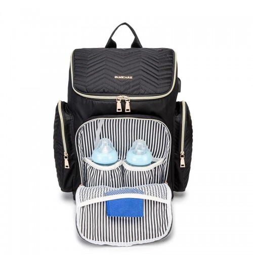 Diaper bag with usb bottle warmer